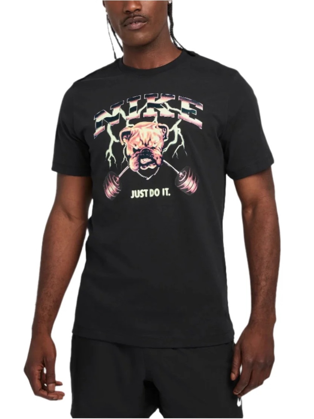 Nike Black Tee with Bulldog Graphic and Lightning